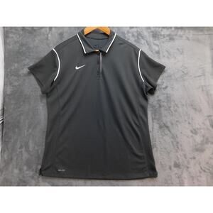 Nike Polo Shirt Womens XL Gray Dri-FIT Moisture Wicking Breathable Quick Dry